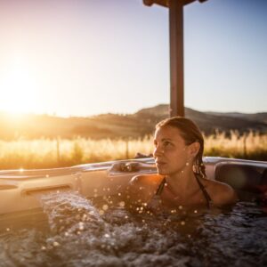 Person in a hot tub