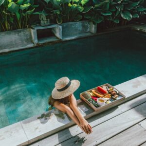 woman in private pool