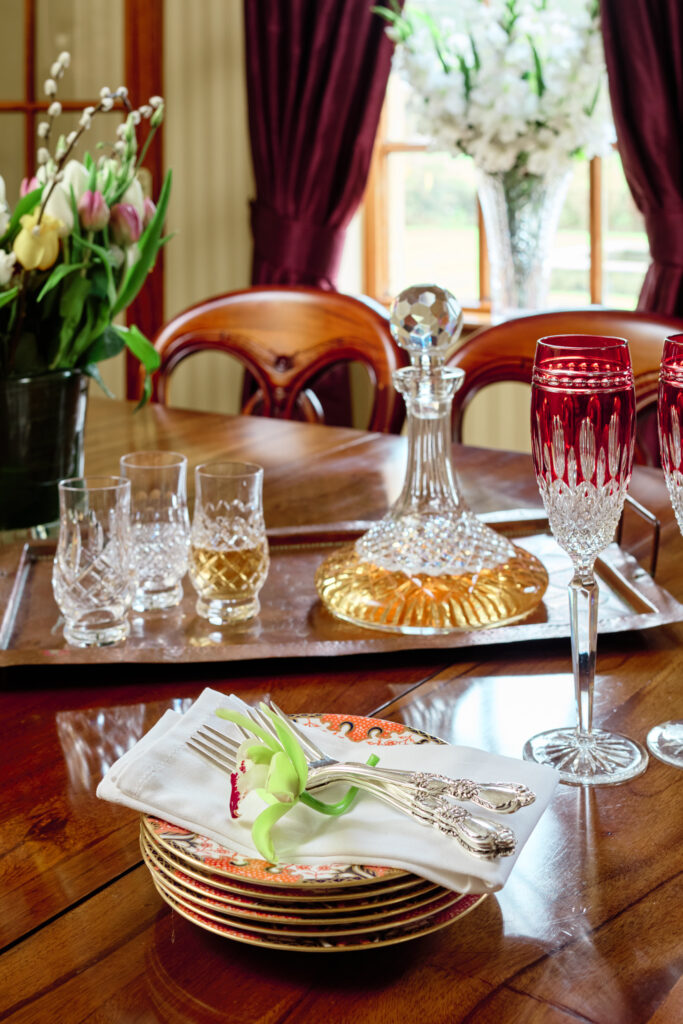 Dining room deyail of glassware